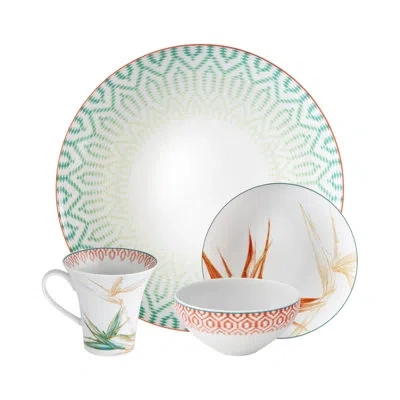 Vista Alegre Fiji 4 Piece Place Setting, Service For 1 In White;green;orange