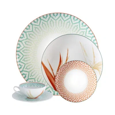 Vista Alegre Fiji 5 Piece Place Setting, Service For 1 In White;green;orange