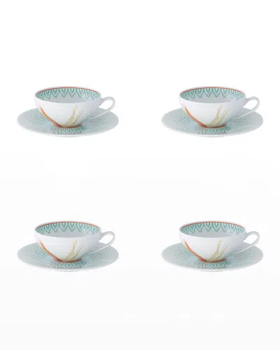 Vista Alegre Fiji Tea Cups & Saucers, Set Of 4 In Multi