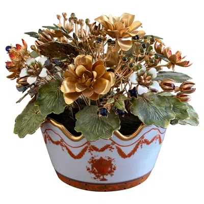 Pre-owned Vista Alegre Fleurs Des Siècles Enamel Flower Bouquet By  For Mottahedeh In Brown