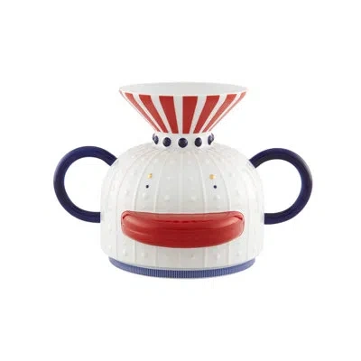 Vista Alegre Folkifunki White/blue/red 7.56" Porcelain Table Vase In Blue;white;red