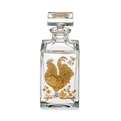 Vista Alegre Golden Whisky Decanter With Gold Rooster In Transparent