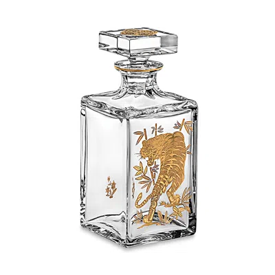 Vista Alegre Golden Whisky Decanter With Gold Tiger In Transparent