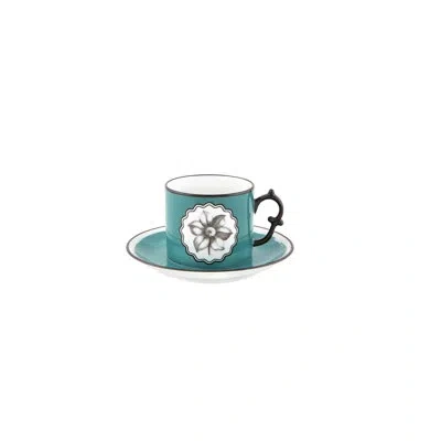 Vista Alegre Herbariae 8 Piece Teacup And Saucer Set In Black;white