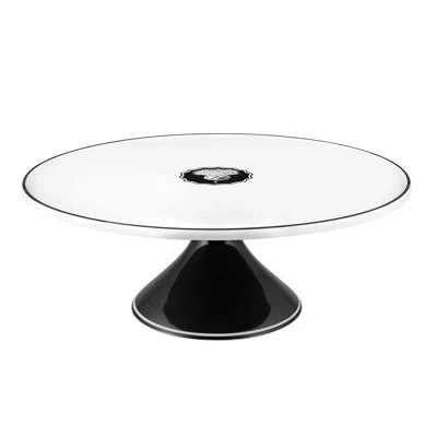 Vista Alegre Herbariae Cake Stand In Black;white
