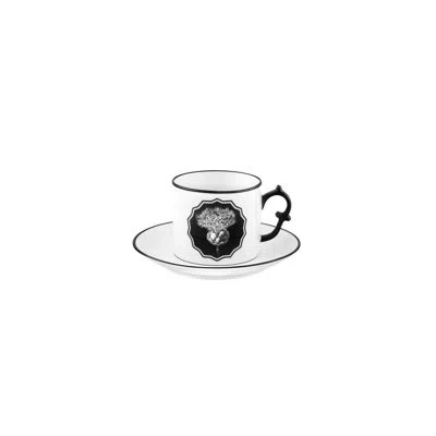 Vista Alegre Herbariae Teacup & Saucer Set In Black;white