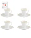 Vista Alegre Ivory Coffee Cup And Saucers (set Of 4) With $15 Credit In Ivory