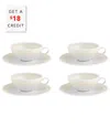 Vista Alegre Ivory Tea Cup And Saucers (set Of 4) With $18 Credit In Ivory