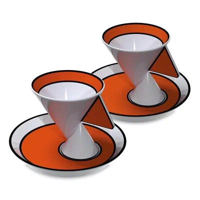 Vista Alegre Jazz Biscuit Porcelain Coffee Mug In Orange;white;black