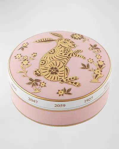 Vista Alegre Large Round Box, Rabbit In Pink