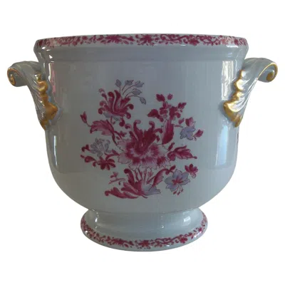 Pre-owned Vista Alegre - Large Vintage Ceramic Planter W/ Handles - Portugal - Circa 1980 In Transparent