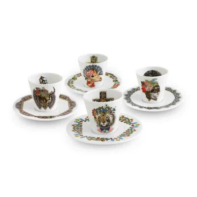 Vista Alegre Love Who You Want 8 Piece Coffee Mug And Saucer Set In Brown;white