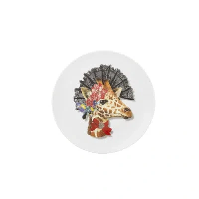 Vista Alegre Love Who You Want 9" "doña Giraffe" Dessert Plate In Black;brown;white;orange