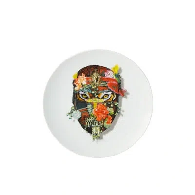 Vista Alegre Love Who You Want 9" "mister Tiger" Dessert Plate In Blue;black;brown;white;green;orange