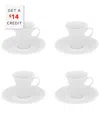 Vista Alegre Mar Espresso Cup & Saucers (set Of 4) With $14 Credit In White