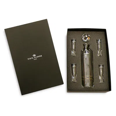 Vista Alegre Naipes Vodka Decanter With 4 Shot Glasses In Clear