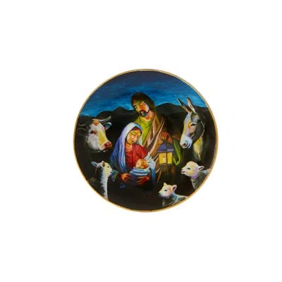 Vista Alegre Natal Porcelain Decorative Plate In Black/blue/green In Black,blue,green