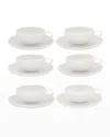 Vista Alegre Ornament Teacups & Saucers, Set Of 6 In White