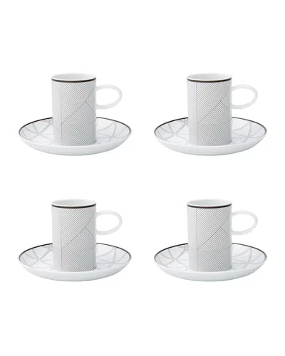 Vista Alegre Orquestra Espresso Cups & Saucers, Set Of 4 In White