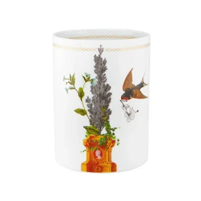 Vista Alegre Petites Histoires White/orange/green 7.9528'' Porcelain Table Vase In White;green;orange