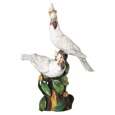 Pre-owned Vista Alegre Porcelain - Cockatoo Sculptural Group -  In Beige