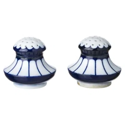 Pre-owned Vista Alegre Porcelain - Pair Of Salt Shakers -  In Gray