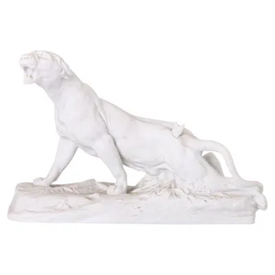 Pre-owned Vista Alegre Porcelain - Sculpture Of A Wounded Lioness -  In Gray