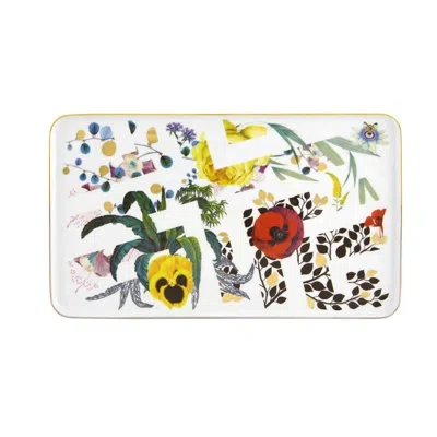 Vista Alegre Primavera Platter In Green;yellow;pink
