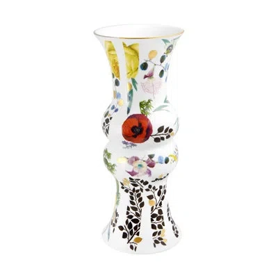 Vista Alegre Primavera White/black/red 15.748'' Porcelain Table Vase In Black;white;red