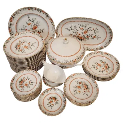 Pre-owned Vista Alegre Quinta Nova 43-piece Floral Porcelain Dinnerware Set, Portugal, 1960s In Sand