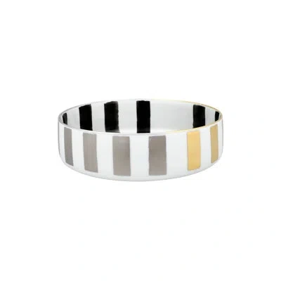 Vista Alegre Sol Y Sombra Medium Salad Bowl In Black;white;gold