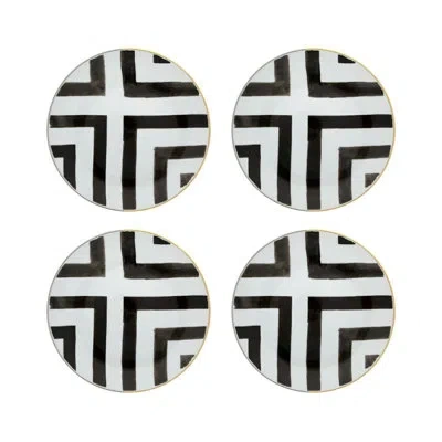 Vista Alegre Sol Y Sombra Salad Or Dessert Plate In Black;white