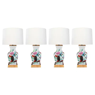 Pre-owned Vista Alegre Striking Set Of Four Portuguese Imari Style Vases Now Mounted As Lamps In Transparent