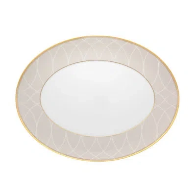 Vista Alegre Terrace Small Oval Platter In White;gray