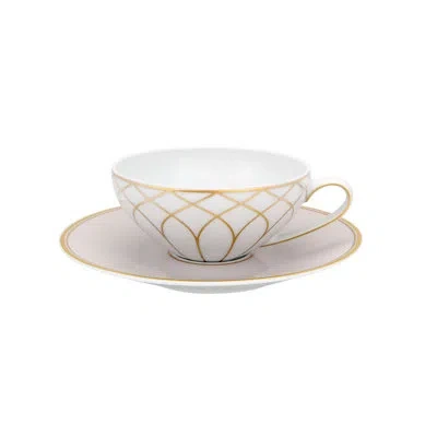 Vista Alegre Terrace Tea Cup And Saucer In White;gold