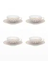 Vista Alegre Terrace Tea Cups & Saucers, Set Of 4 In White