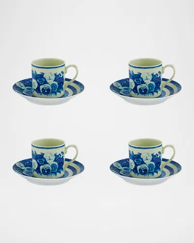 Vista Alegre The Meaning Espresso Cup & Saucers Set, Set Of 4 In Blue