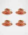 Vista Alegre The Meaning Tea Cups & Saucers Set, Set Of 4 In Red