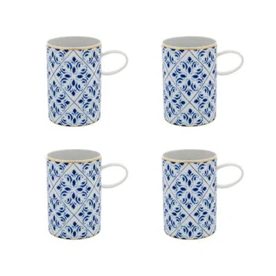 Vista Alegre Transatlantica Porcelain Coffee Mug In Gold;white;blue