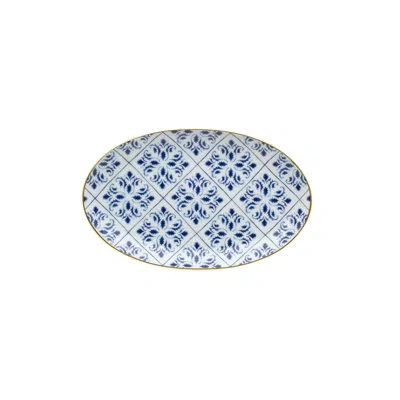 Vista Alegre Transatlântica Small Oval Platter In Blue;white;gold