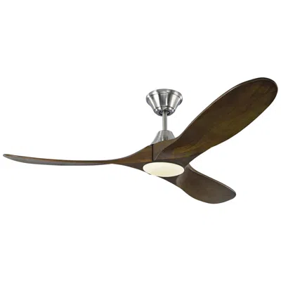 Visual Comfort & Co. 52" Visual Comfort Maverick Ii Brushed Steel Led Damp Fan With Remote