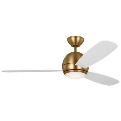 Visual Comfort & Co. 52" Visual Comfort Orbis Satin Brass Led Fan W/ White Blades