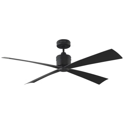 Visual Comfort & Co. 56" Visual Comfort Launceton Midnight Black Damp Rated Fan With Remote
