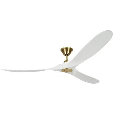 Visual Comfort & Co. 70" Visual Comfort Maverick Brass White Damp Ceiling Fan With Remote