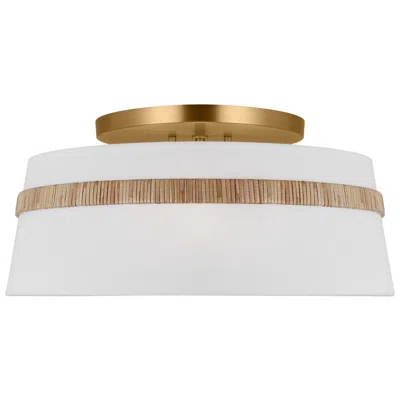 Visual Comfort & Co. Cordtlandt 19" Wide Burnished Brass Drum Ceiling Light
