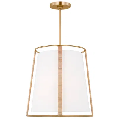 Visual Comfort & Co. Cortes 18" Wide Satin Brass Pendant Light W/ Linen Shade