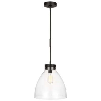Visual Comfort & Co. Garrett 13 1/2" Wide Aged Iron And Clear Glass Pendant Light