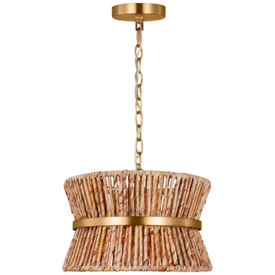 Visual Comfort & Co. Thurlo 14 1/4"w Satin Brass And Natural Abaca Pendant Light
