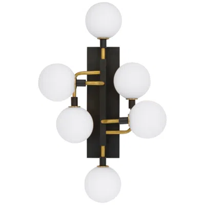 Visual Comfort & Co. Viaggio 19" Wide Black With White Glass 6-light Wall Sconce