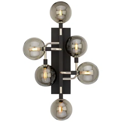 Visual Comfort & Co. Viaggio 19"w Black With Smoke Glass 6-light Led Wall Sconce